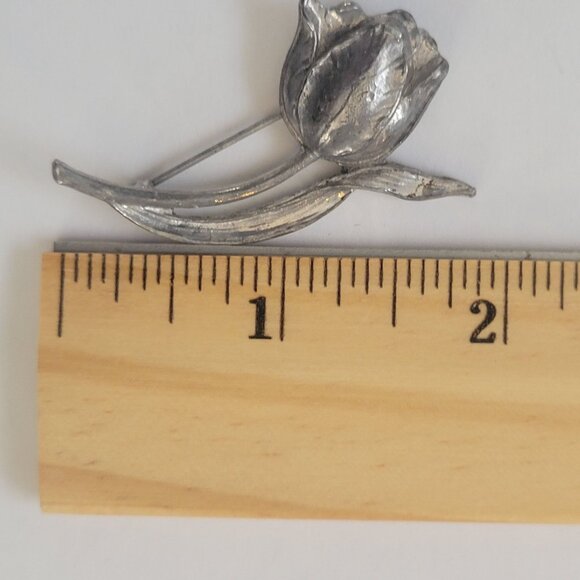 Vintage Silver Tulip Flower Brooch Pin - Picture 4 of 5